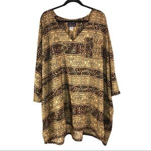 Glamour Gold Mixed Print Roman Scroll Leopard Tunic
